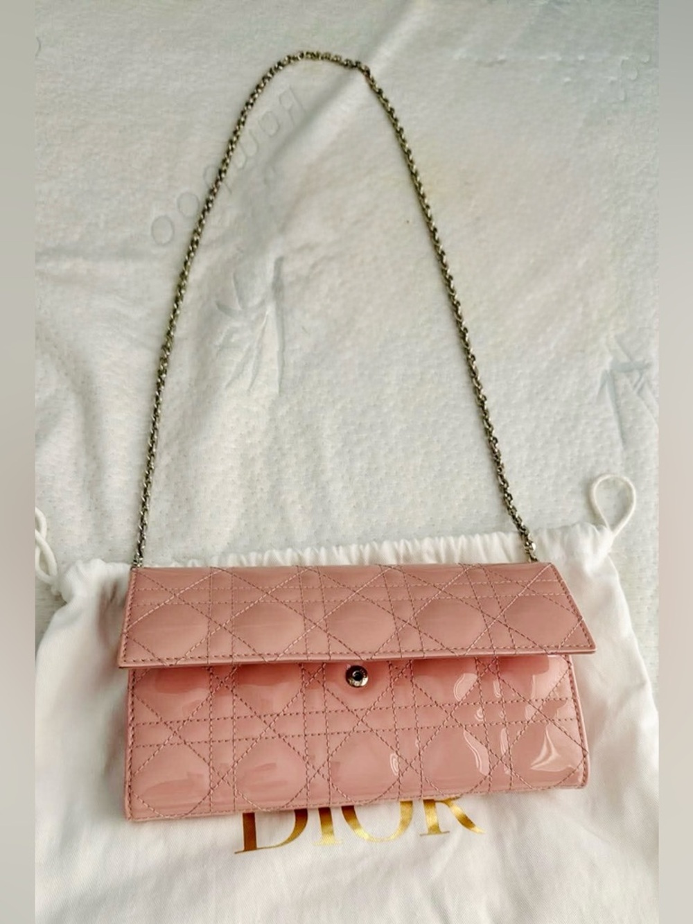Christian Dior Quilted Patent Leather Clutch - rose C. 
100% Authentic - Picture 3 of 5